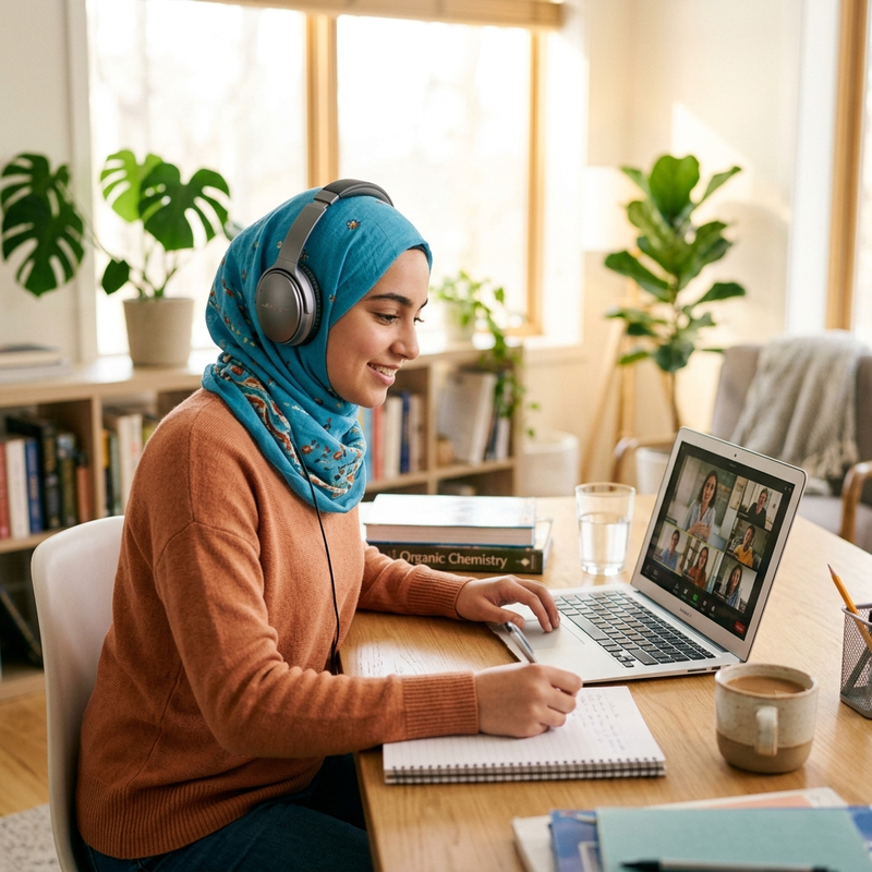 Student learning online at Duhaa Academy